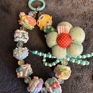 Colorful Beaded Bracelet with Flower Charm